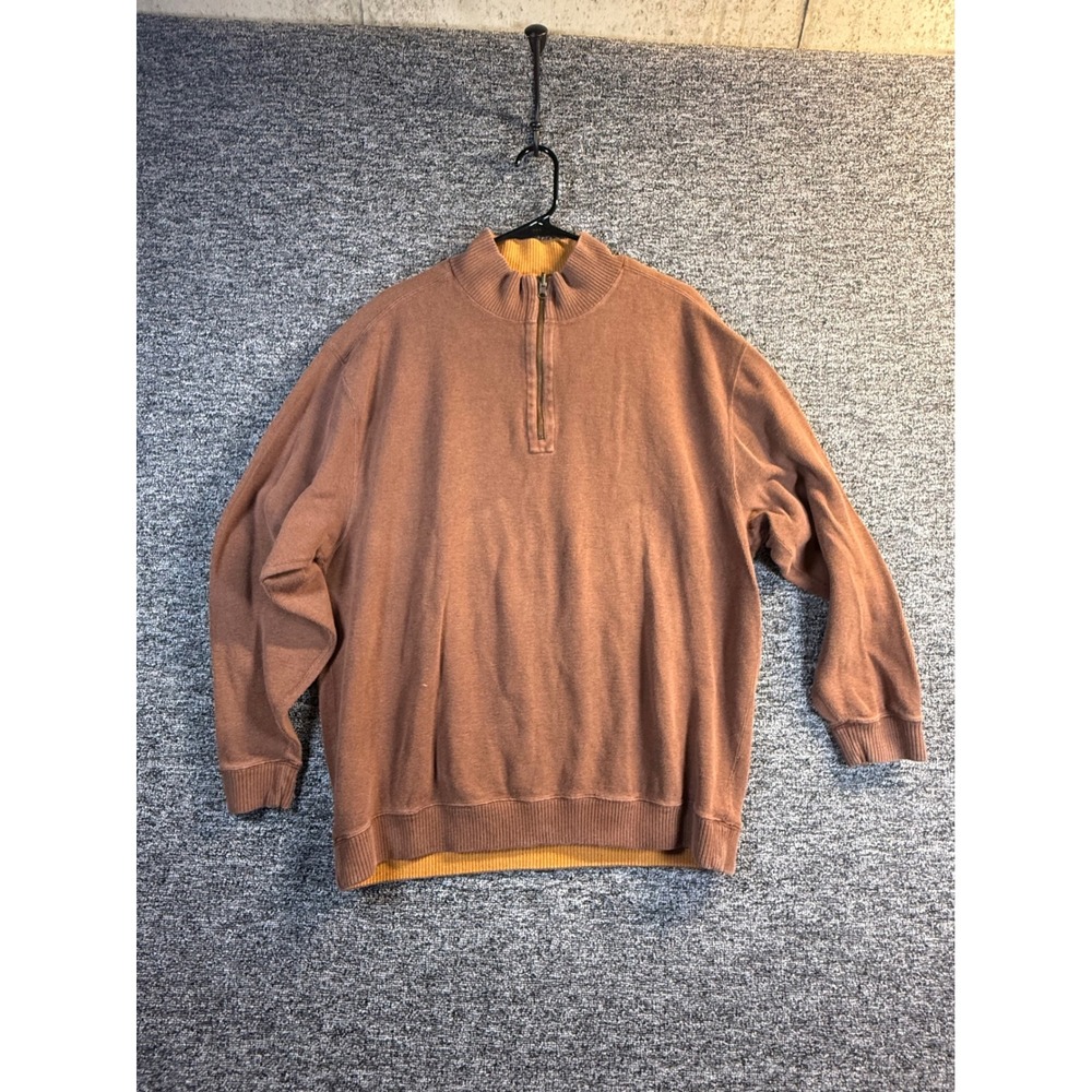 Pendleton Mens Quarter Zip Pullover Sweater Brown Terracotta Mock Neck XL